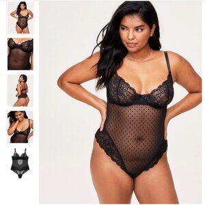 Polka Dot Mesh Thong Bodysuit Nylon Thong Panty